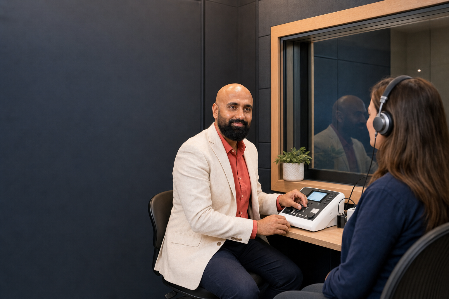 Audiologist conducting a hearing assessment